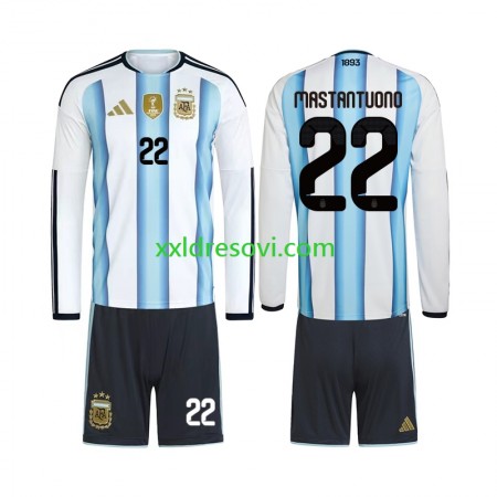 Argentina Franco Mastantuono 22 Domaći Dječji Nogometni Dres World Cup 2026 Dugim Rukavima